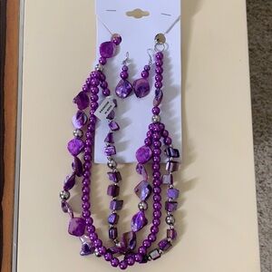 Indonesian purple necklace with earrings